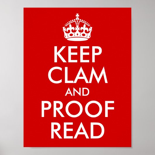 Clam en bewijs lezen rood bewaren poster (Voorkant)