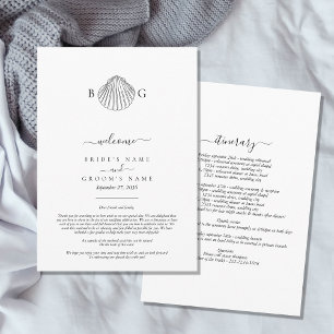 Clam Seashell Monogram Bruiloft Route Programma