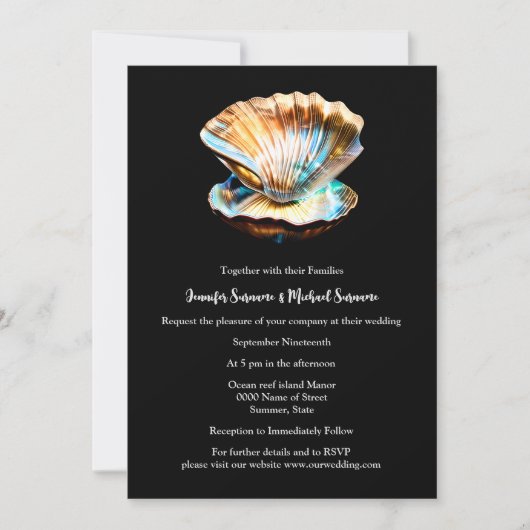 Clam shell iriserende glinsterende oceaan schelp kaart (Voorkant)