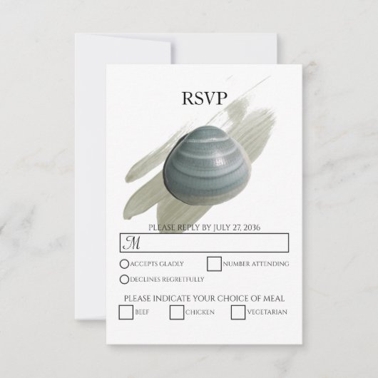 Clam Watercolor Stroke Wedding Cartes RSVP (Devant)