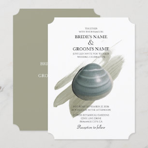 Clam Waterverf Stroke Wedding Invitations Kaart