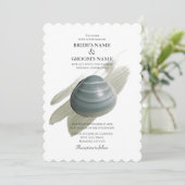 Clam Waterverf Stroke Wedding Invitations Kaart (Staand voorkant)