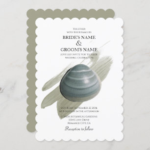 Clam Waterverf Stroke Wedding Invitations Kaart