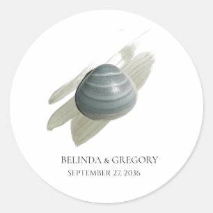 Clam Waterverf Stroke Wedding Ronde Sticker