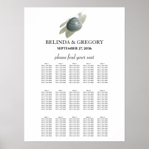 Clam Waterverf Stroke Wedding Seating Chart Poster