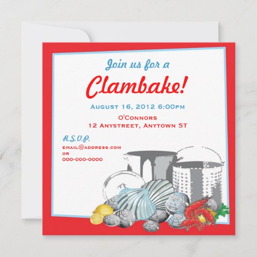 Clambake Invitation Kaart (Voorkant)