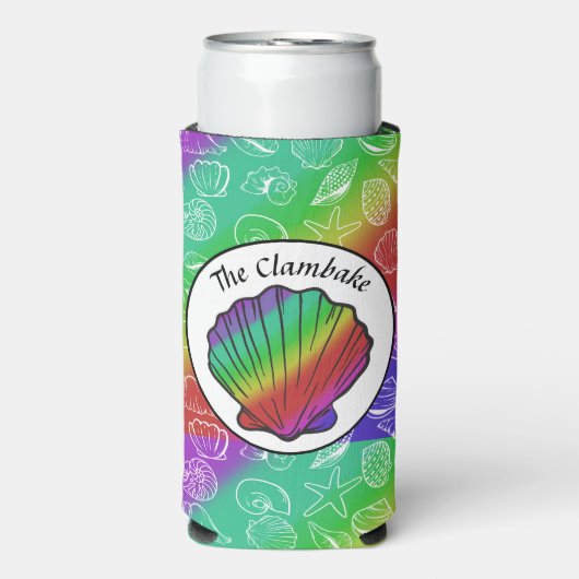 Clambake Name Rainbow Clam Shellfish Pattern (Seltzer Voorkant)