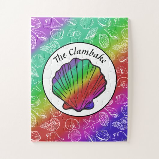 Clambake Rainbow Clam Shellfish Pattern 11 x 14 in Legpuzzel (Verticaal)