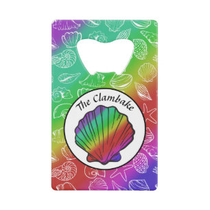 Clambake Rainbow Clam Shellfish Pattern Kredietkaart Flessenopener