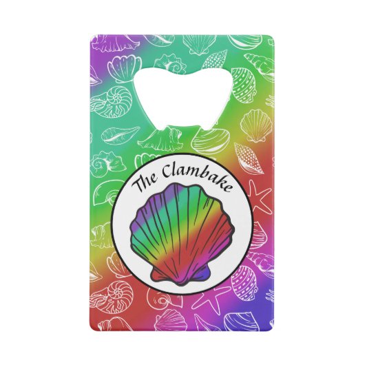 Clambake Rainbow Clam Shellfish Pattern Kredietkaart Flessenopener (Achterkant)