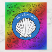Clambake Schelpen Regenboog Patroon Feest Wijn Etiket (Enkel label)