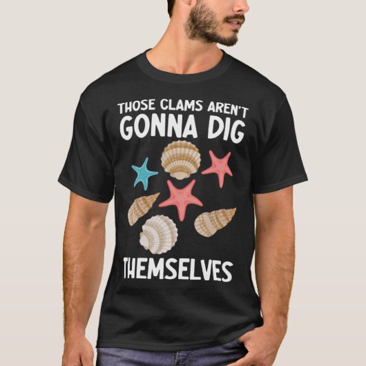 Clamming Clam Graven Zee Shelling Rake Razor Clam T-shirt (Voorkant)