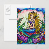 Clamshell Mermaid Fantasy Fairy Art Briefkaart (Voorkant / Achterkant)