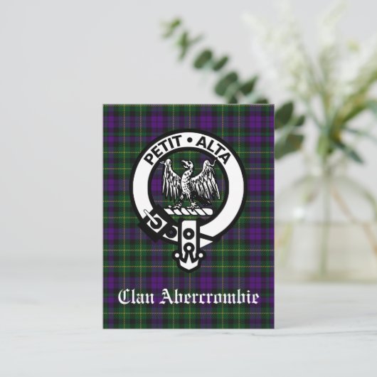 Clan Abercrombie Crest Badge & Tartan Briefkaart (Staand voorkant)