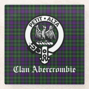 Clan Abercrombie Crest Badge & Tartan Glazen Onderzetter