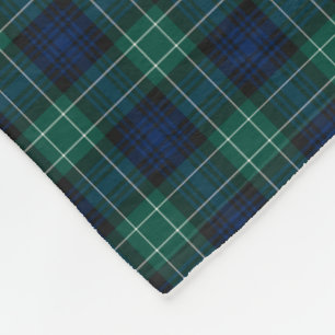 Clan Abercrombie Tartan Blue en Green Pset Fleece Deken