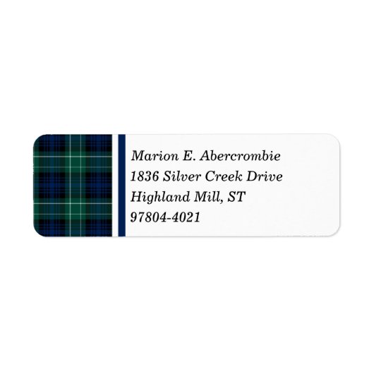Clan Abercrombie Tartan Etiket (Voorkant)