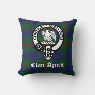 Clan Agnew Crest Badge en tartan Kussen