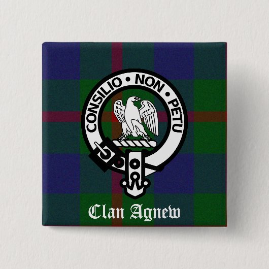 Clan Agnew Tartan Crest Vierkante Button 5,1 Cm (Voorkant)