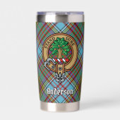 Clan Anderson Crest over Tartan Geïsoleerde Drinkbeker (Voorkant)