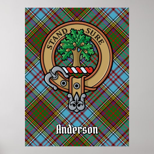Clan Anderson Crest over Tartan Poster (Voorkant)