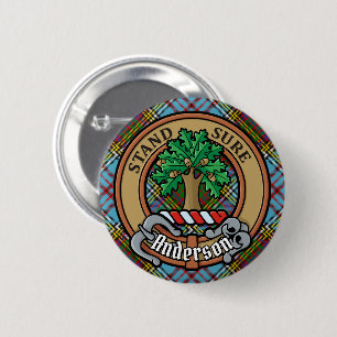 Clan Anderson Crest over Tartan Ronde Button 5,7 Cm