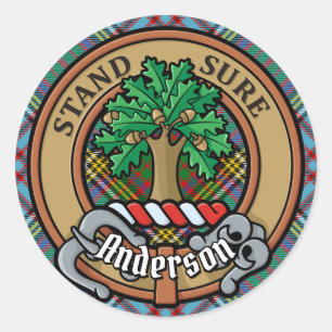 Clan Anderson Crest over Tartan Ronde Sticker