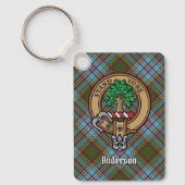 Clan Anderson Crest over Tartan Sleutelhanger (Voorkant)