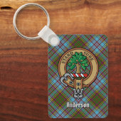 Clan Anderson Crest over Tartan Sleutelhanger (Voorkant)