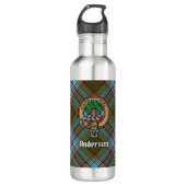 Clan Anderson Crest over Tartan Waterfles (Voorkant)