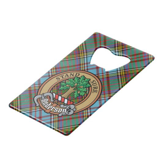 Clan Anderson Crest sur Tartan (Devant Angle)
