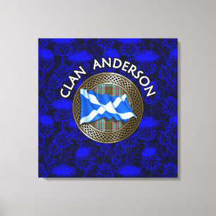 Clan Anderson Tartan Knot & Flag Canvas Afdruk