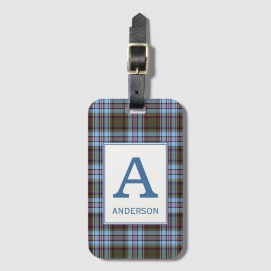 Clan Anderson Tartan Monogrammed Bagagelabel (Voorkant (verticaal))