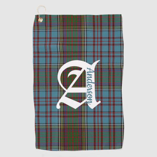 Clan Anderson Tartan Pset Monogram Golfhanddoek (Voorkant)