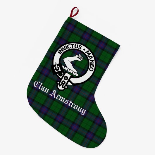 Clan Armstrong Crest Badge Tartan Grote Kerstsok (Voorkant (Hangend))