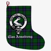 Clan Armstrong Crest Badge Tartan Grote Kerstsok (Voorkant)