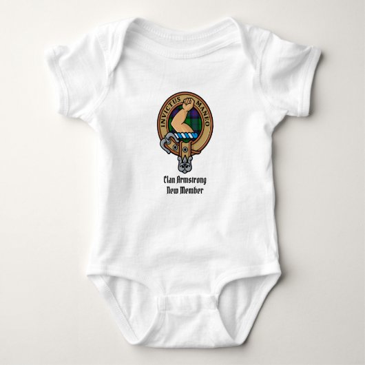 Clan Armstrong Crest over Tartan Baby Bodysuit (Voorkant)