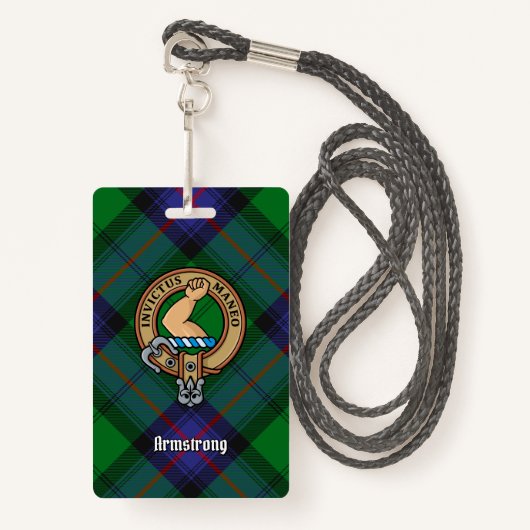 Clan Armstrong Crest over Tartan Badge (Voorkant met draagriem)