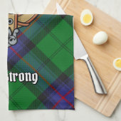 Clan Armstrong Crest over Tartan Kitchen Towel Theedoek (Quarter Fold)
