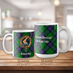 Clan Armstrong Crest over Tartan Koffiemok