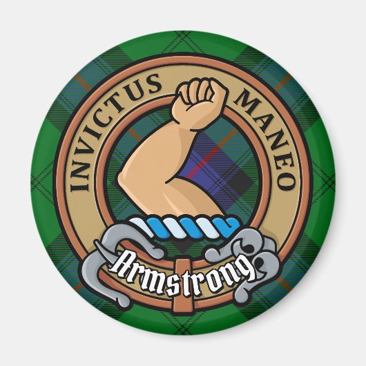 Clan Armstrong Crest over Tartan Magneet (Voorkant)
