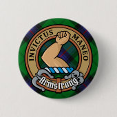Clan Armstrong Crest over Tartan Ronde Button 5,7 Cm (Voorkant)