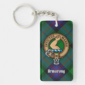 Clan Armstrong Crest over Tartan Sleutelhanger (Voorkant)