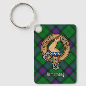 Clan Armstrong Crest over Tartan Sleutelhanger (Voorkant)