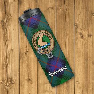 Clan Armstrong Crest over Tartan Thermosbeker