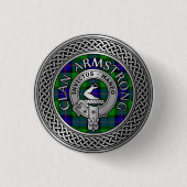 Clan Armstrong Crest & Tartan Knot Ronde Button 3,2 Cm (Voorkant)