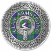 Clan Armstrong Crest & Tartan Knot Sticker (Voorkant)