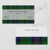 Clan Armstrong élégant Plaid Carte de visite perso (Devant / Derrière)