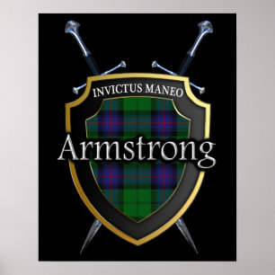 Clan Armstrong Tartan Scottish Shield & Swords Poster