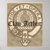 Clan Arthur Crest Badge Sepia Poster (Devant)